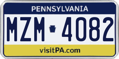 PA license plate MZM4082