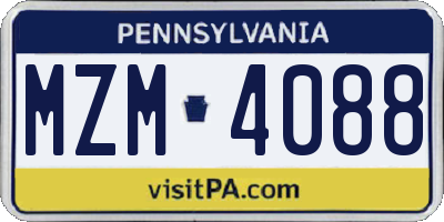 PA license plate MZM4088