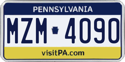 PA license plate MZM4090