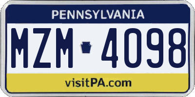 PA license plate MZM4098