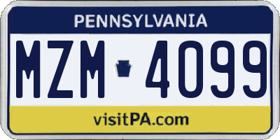 PA license plate MZM4099