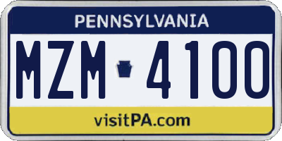 PA license plate MZM4100