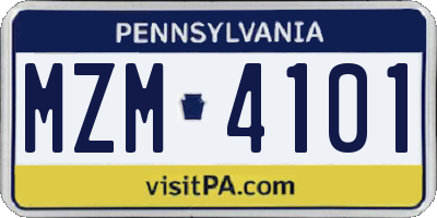 PA license plate MZM4101