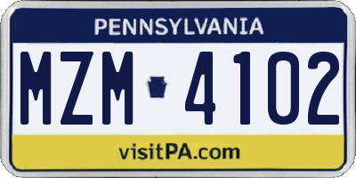PA license plate MZM4102