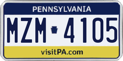 PA license plate MZM4105