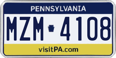 PA license plate MZM4108