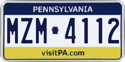 PA license plate MZM4112