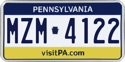 PA license plate MZM4122