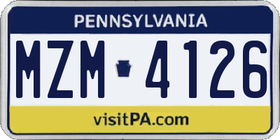 PA license plate MZM4126