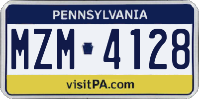 PA license plate MZM4128