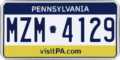 PA license plate MZM4129
