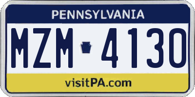 PA license plate MZM4130
