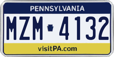 PA license plate MZM4132