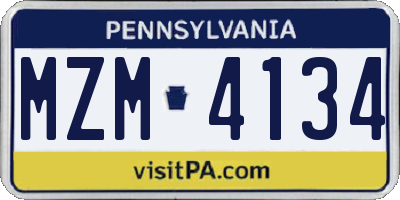 PA license plate MZM4134