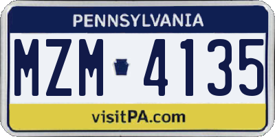 PA license plate MZM4135