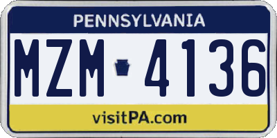 PA license plate MZM4136