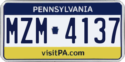 PA license plate MZM4137