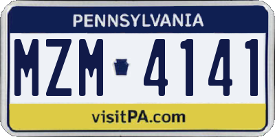PA license plate MZM4141