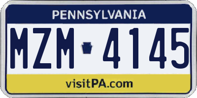 PA license plate MZM4145