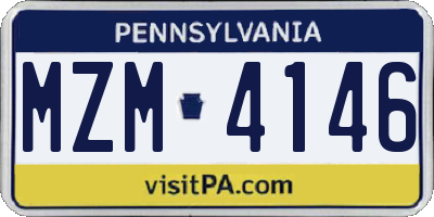 PA license plate MZM4146