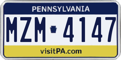 PA license plate MZM4147