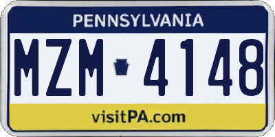 PA license plate MZM4148