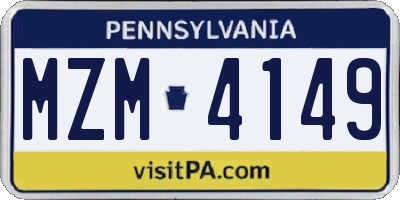 PA license plate MZM4149