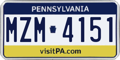 PA license plate MZM4151