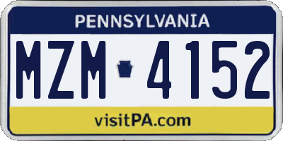 PA license plate MZM4152