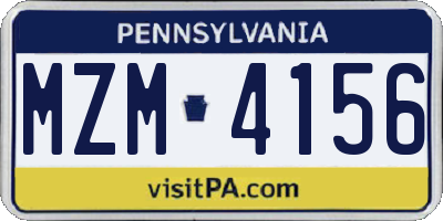 PA license plate MZM4156
