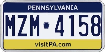 PA license plate MZM4158