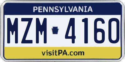 PA license plate MZM4160