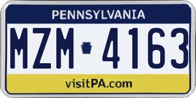 PA license plate MZM4163