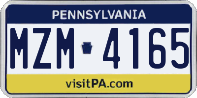 PA license plate MZM4165