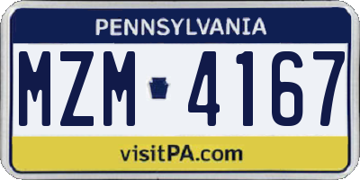 PA license plate MZM4167