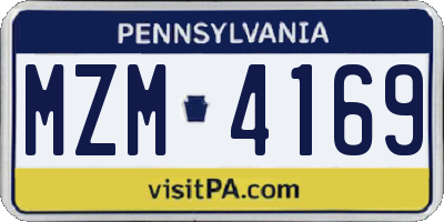PA license plate MZM4169
