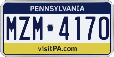 PA license plate MZM4170