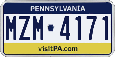 PA license plate MZM4171