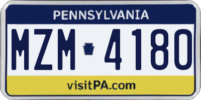 PA license plate MZM4180