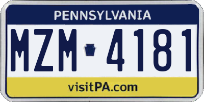 PA license plate MZM4181