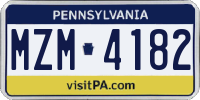 PA license plate MZM4182