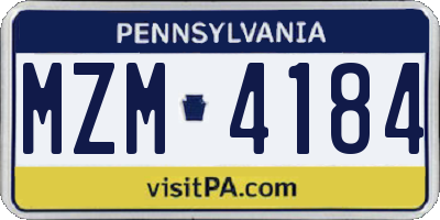 PA license plate MZM4184