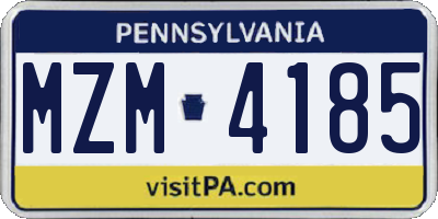 PA license plate MZM4185