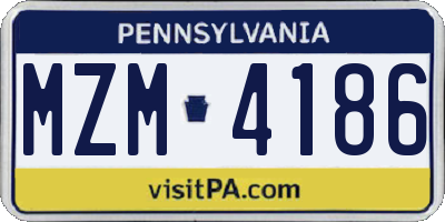 PA license plate MZM4186