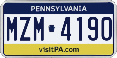 PA license plate MZM4190