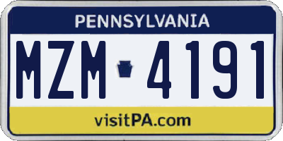 PA license plate MZM4191