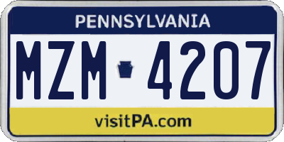 PA license plate MZM4207