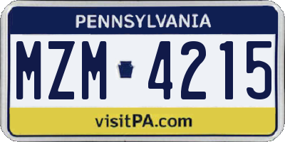 PA license plate MZM4215