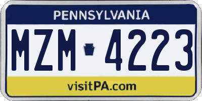 PA license plate MZM4223