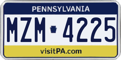 PA license plate MZM4225